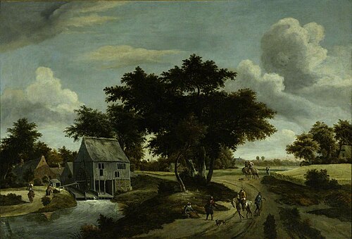 A Wooded Landscape with a Mill, 1685, Isaac Koene