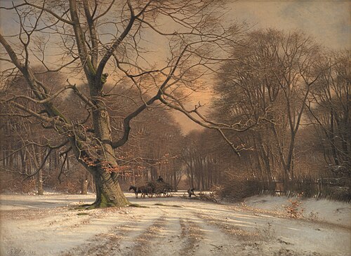 Vinterlandskab. Motiv fra Jægersborg Dyrehave, 1885, Frederik Niels Martin Rohde