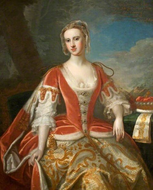 Anne Furnese (1711–1747), First Wife of the 2nd Viscount St John, in Coronation Robes, , Isaac Whood