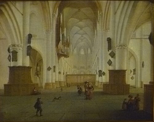 Interior view of St. Bavo Church in Haarlem, 1650, Isaack van Nickele