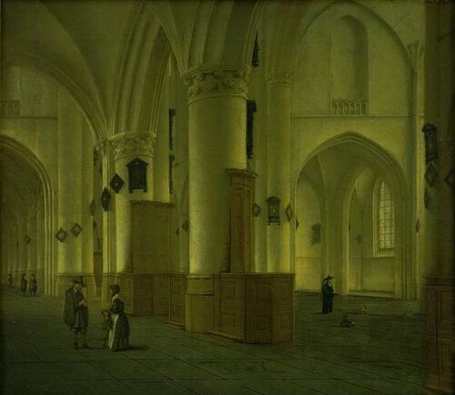Side-Aisle at St Bavo Church in Haarlem, 1695, Isaack van Nickele