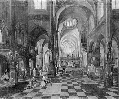 Interior of a Catholic Church, 1681, Isaack van Nickele