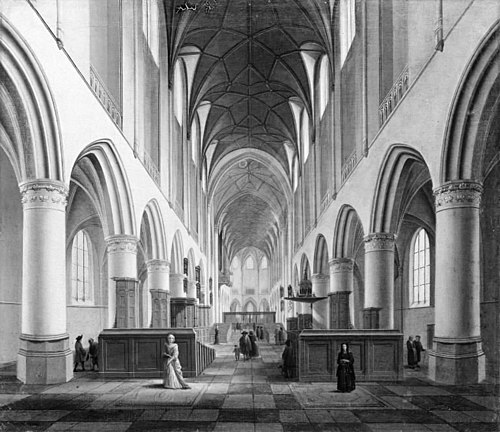 St Bavokerk, Haarlem, Viewed from West to East, 1681, Isaack van Nickele