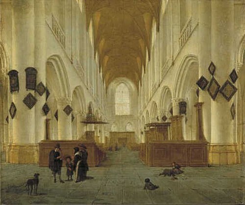 View inside the Saint Bavo Church in Haarlem, 1689, Isaack van Nickele
