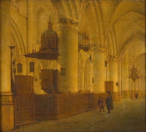 Interieur van de Sint Bavo te Haarlem, , Isaak van Nickelen