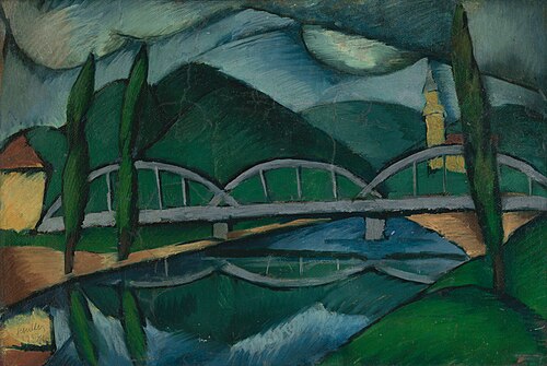 Krajina s mostom, 1922, Géza Schiller