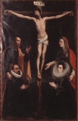 Cristo Crucificado con San Pedro, la Magdalena y los donantes, 1605, Alessandro Semino