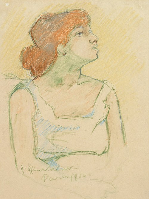 Red Haired Parisian Girl, 1910, Jalmari Ruokokoski