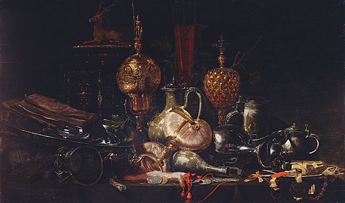 Still Life with Gold Plate and Silverware, 1640, François Ryckhals