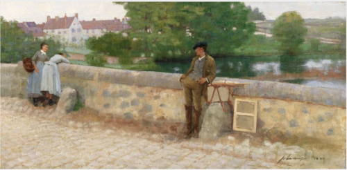 On the Bridge at Grez, 1884, John Lavery