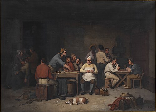 En scene i værtshuset Brokkensbod, 1847, Christian Andreas Schleisner