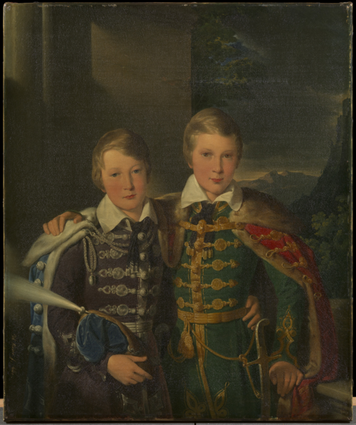 Princes Ferdinand (1816-85) and Augustus (1818-81) of Saxe-Coburg and Gotha when children, 1824, Wilhelm August Rieder