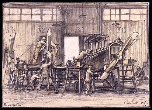 assembling liberty planes at Romorantin, 1918, Andre Smith