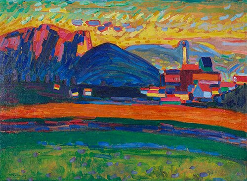 Berglandschaft mit Dorf I, 1908, Wassily Kandinsky