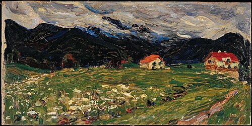 Kochel, paysage avec deux maisons, 1901, Vassily Kandinsky
