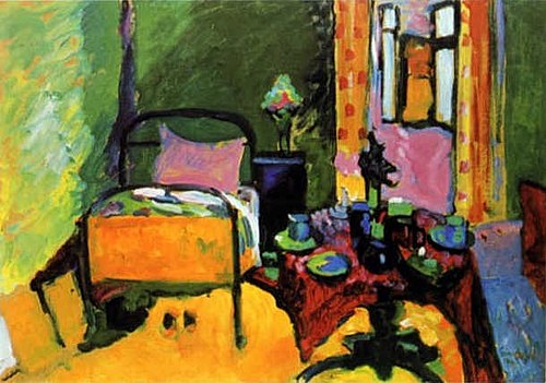 Chambre à coucher sur Aintmillerstrasse, 1909, Vassily Kandinsky