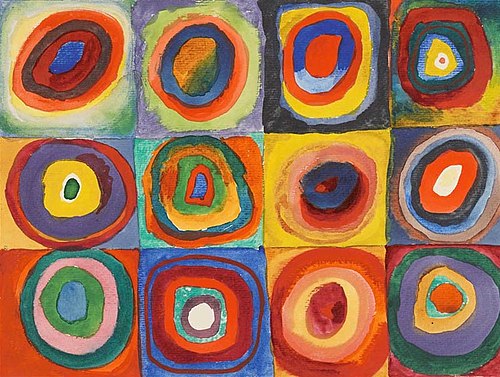 Étude de couleurs, carrés avec cercles concentriques, 1914, Vassily Kandinsky