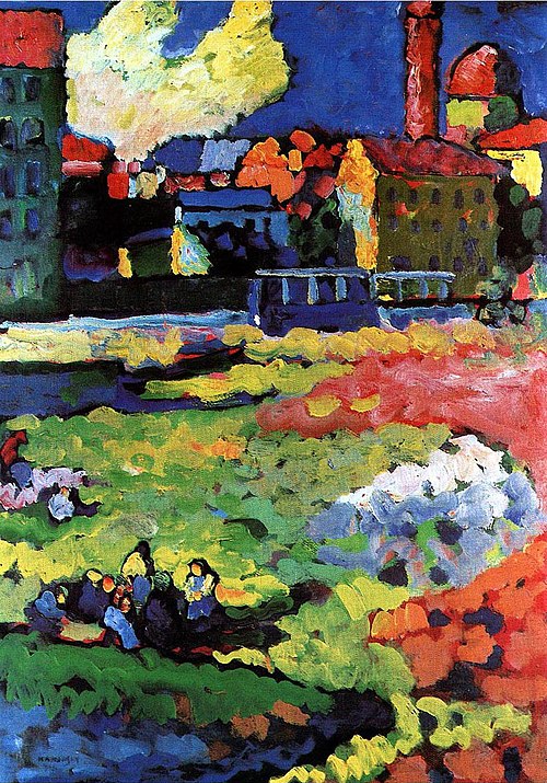 Munich-Schwabing avec l'église Sainte-Ursule, 1908, Vassily Kandinsky