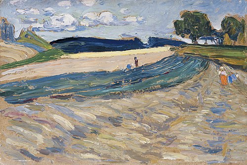 Landscape with yellow field, 1905, Wassily Kandinsky