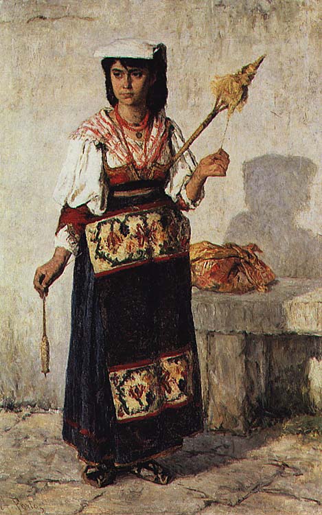 The little Neapolitan Spinner, 1877, António Carvalho da Silva Porto