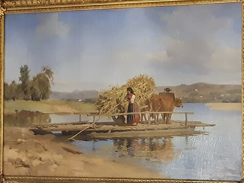 Barca de passagem em Serreleis, Minho, 1892, António Carvalho da Silva Porto
