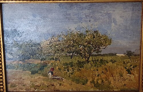 Paisagem (com macieiras em flor e camponesa), 1881, António Carvalho da Silva Porto