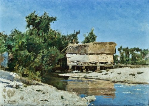 Watermill, Ave borders, 1887, António Carvalho da Silva Porto