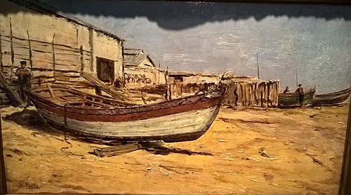 Boat on land, 1870, António Carvalho da Silva Porto