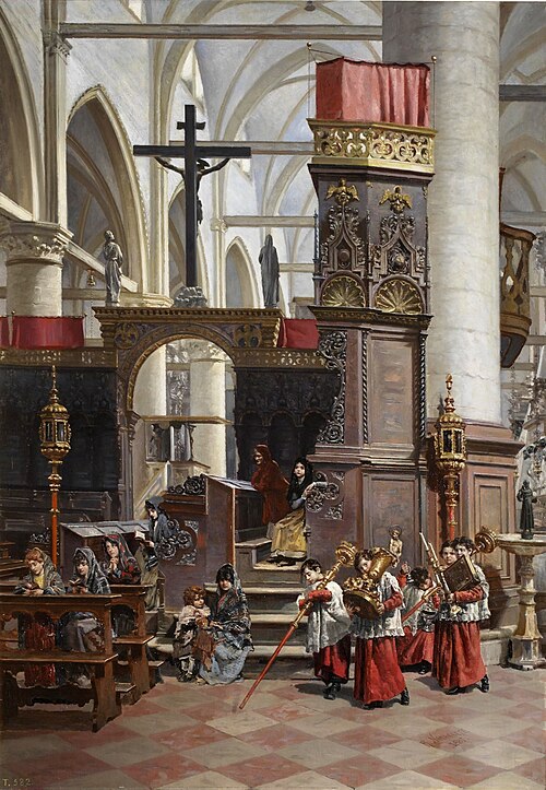 En la iglesia dei Frari (Venecia), 1881, Ricardo María Navarrete y Fos