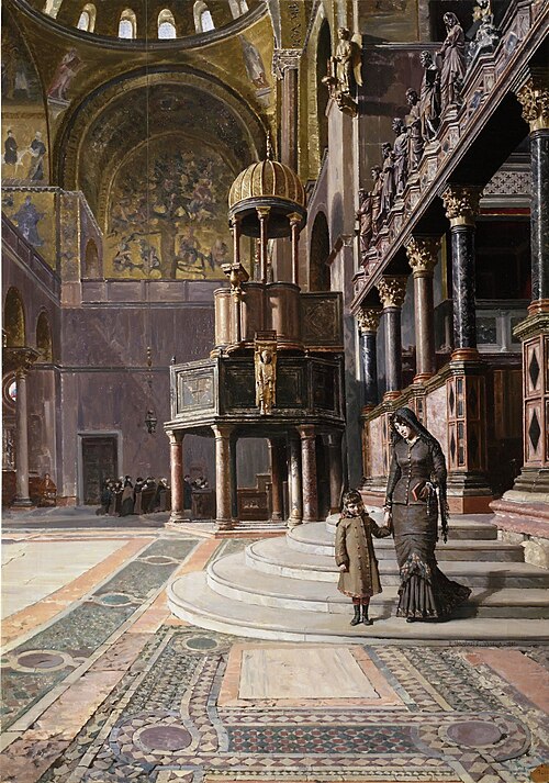 En la basílica de San Marcos (Venecia), 1881, Ricardo María Navarrete y Fos
