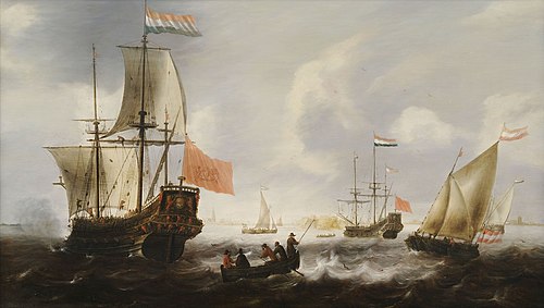 Holländische Fregatten und Boote an der Küste von Vlissingen, 1676, Jacob Adriaensz. Bellevois