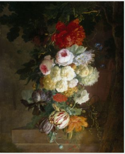 A Garland of Flowers Hanging from a Bough, 1760, Jacob Xavery