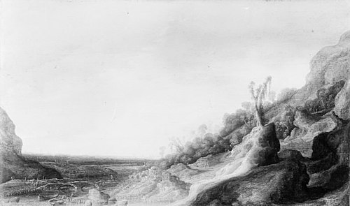 Mountain Scenery with a View of a River and the Sea, 1629, Jacob Jacobsz van Geel