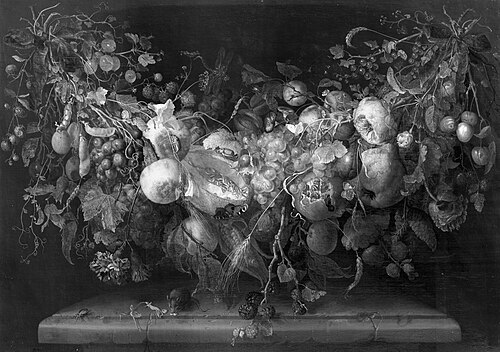 Fruit and flower hangings, , Jacob van Walscapelle