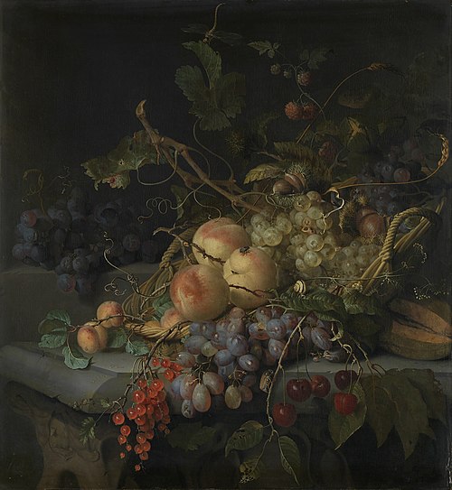 Still life with fruit, 1698, Jacob van Walscapelle