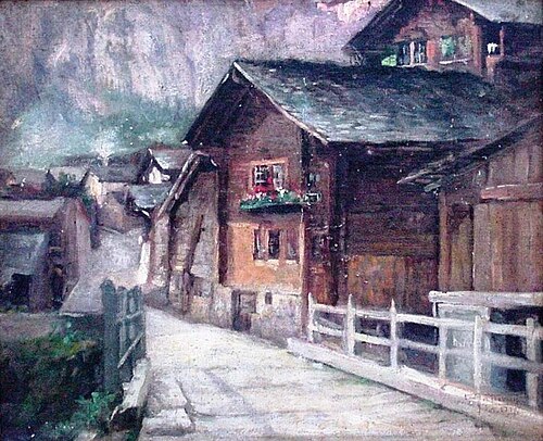 A street in Loêche les Bains, 1917, Antônio Parreiras
