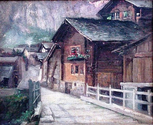 Uma Rua em Loêche les Bains, 1917, Antônio Parreiras