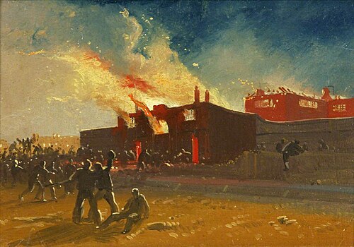 Bristol Riots: The Burning of Lawford's Gate Prison, 1831, James Baker Pyne