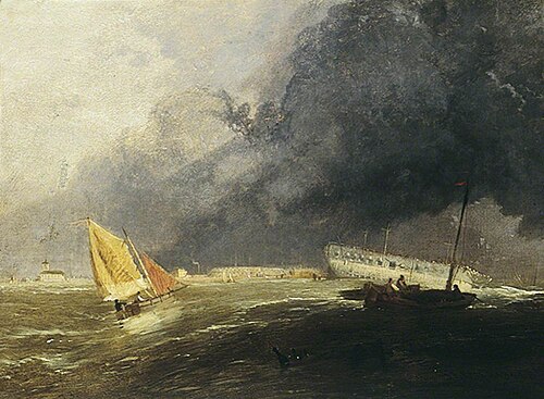 An Old Hulk off Portsmouth, Hampshire, 1844, James Baker Pyne