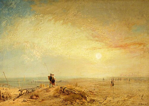 Lancaster Sands, Morecambe Bay, Shrimping, 1864, James Baker Pyne