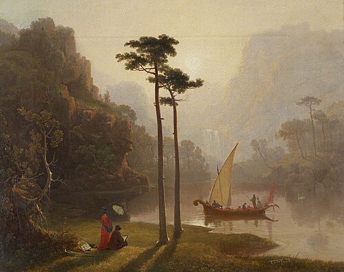 Lake Scene with Boat and Figures, 1828, James Baker Pyne
