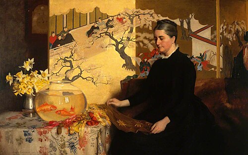 Lady with a Japanese Screen and Goldfish (The Artist's Mother), 1886, James Cadenhead