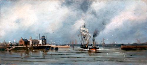 Entrance to Aberdeen Harbour, 1874, James Cassie