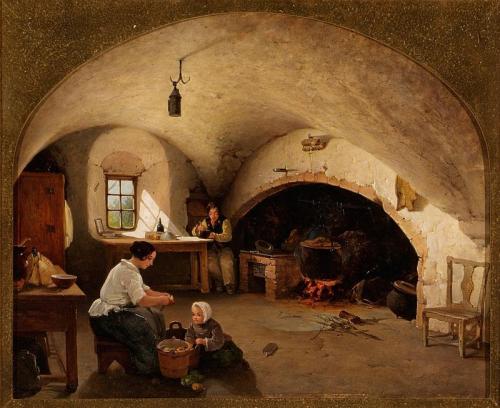 The Kitchen of Barra Castle, Aberdeenshire, 1854, James Cassie