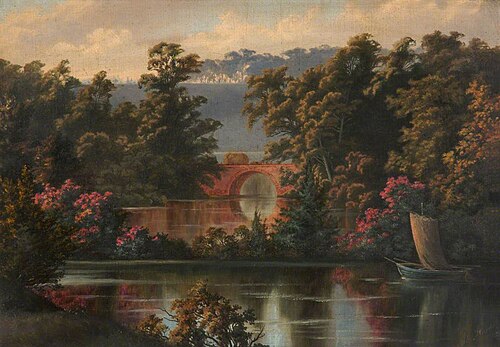River Scene with a Bridge, 1898, James Harris