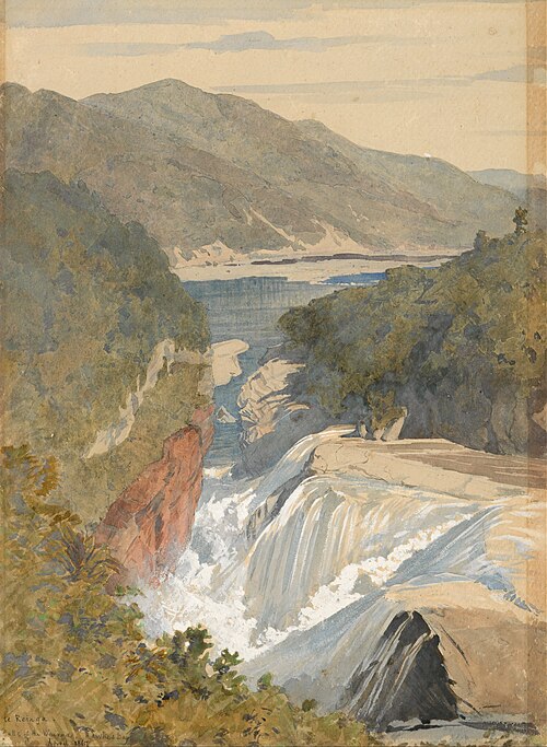Te Reinga, Falls of the Wairoa. Hawke's Bay, 1867, James Crowe Richmond