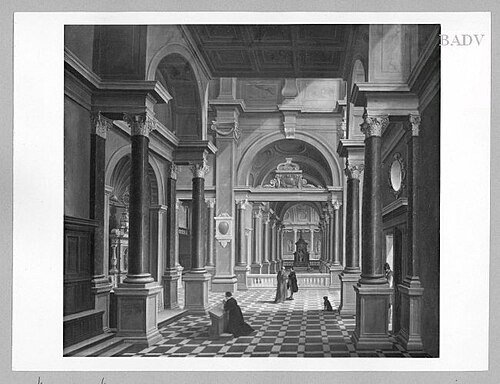 Inneres einer Kirche mit Staffage, 1629, Bartholomeus van Bassen