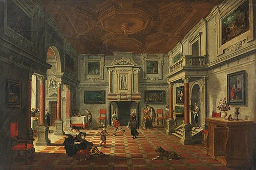 Perspective Interior with Figures, 1626, Bartholomeus van Bassen