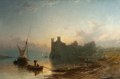 Caernarvon Castle at Sunset, 1855, James Francis Danby