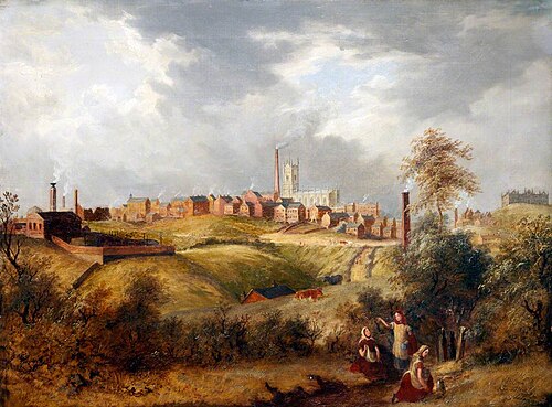 Oldham, Lancashire, from Glodwick Fields, 1831, James Howe Carse